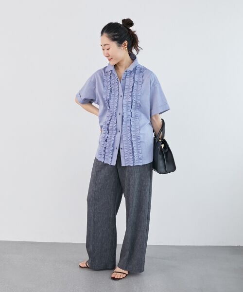 le.coeur blanc / ルクールブラン シャツ・ブラウス | 《1枚で着映え！》フロントフリルレギュラーカラー半袖シャツ | 詳細25