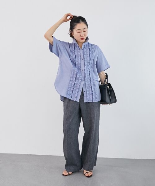 le.coeur blanc / ルクールブラン シャツ・ブラウス | 《1枚で着映え！》フロントフリルレギュラーカラー半袖シャツ | 詳細26