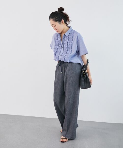 le.coeur blanc / ルクールブラン シャツ・ブラウス | 《1枚で着映え！》フロントフリルレギュラーカラー半袖シャツ | 詳細30