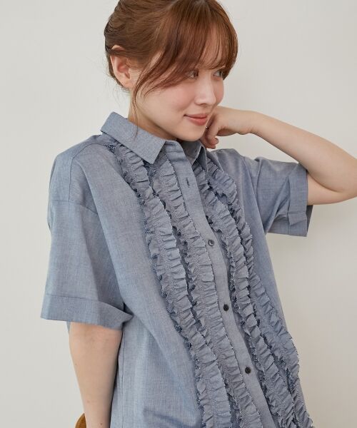 le.coeur blanc / ルクールブラン シャツ・ブラウス | 《1枚で着映え！》フロントフリルレギュラーカラー半袖シャツ | 詳細7