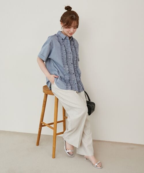 le.coeur blanc / ルクールブラン シャツ・ブラウス | 《1枚で着映え！》フロントフリルレギュラーカラー半袖シャツ | 詳細8