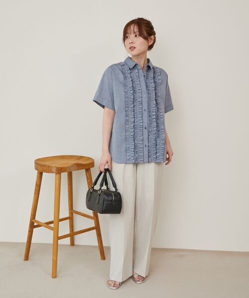 le.coeur blanc / ルクールブラン シャツ・ブラウス | 《1枚で着映え！》フロントフリルレギュラーカラー半袖シャツ | 詳細9