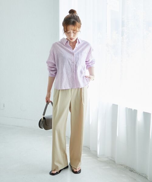 le.coeur blanc / ルクールブラン その他パンツ | 《手洗い可能》RNストレッチセミワイドタックパンツ | 詳細10