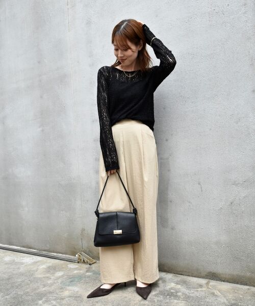 le.coeur blanc / ルクールブラン その他パンツ | 《手洗い可能》RNストレッチセミワイドタックパンツ | 詳細4