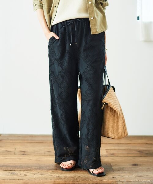 le.coeur blanc / ルクールブラン その他パンツ | 《手洗い可能》パッチワーク風レースイージーパンツ | 詳細12