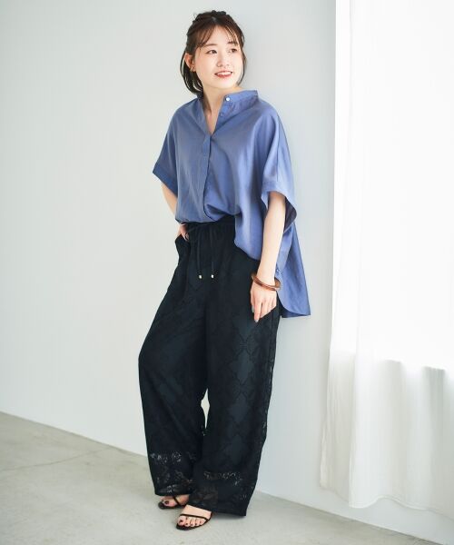 le.coeur blanc / ルクールブラン その他パンツ | 《手洗い可能》パッチワーク風レースイージーパンツ | 詳細2