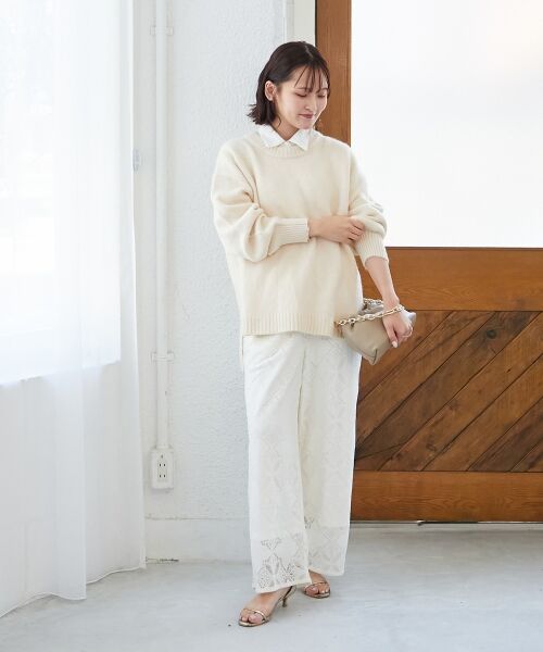 le.coeur blanc / ルクールブラン その他パンツ | 《手洗い可能》パッチワーク風レースイージーパンツ | 詳細24