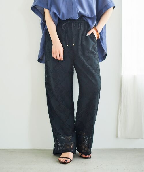 le.coeur blanc / ルクールブラン その他パンツ | 《手洗い可能》パッチワーク風レースイージーパンツ | 詳細3