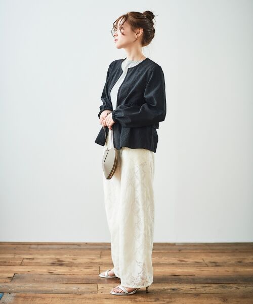 le.coeur blanc / ルクールブラン その他パンツ | 《手洗い可能》パッチワーク風レースイージーパンツ | 詳細30