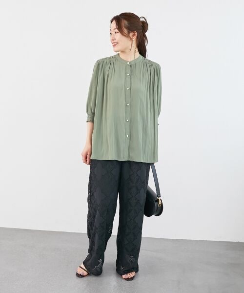 le.coeur blanc / ルクールブラン その他パンツ | 《手洗い可能》パッチワーク風レースイージーパンツ | 詳細9