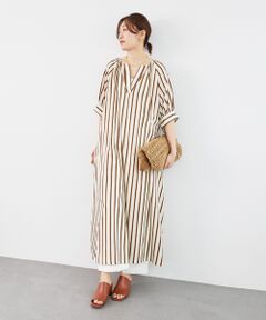 le.coeur blanc / ルクールブラン ロング・マキシ丈ワンピース | ストライプVネックワンピース