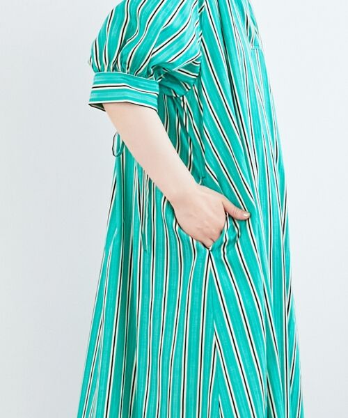 le.coeur blanc / ルクールブラン ロング・マキシ丈ワンピース | ストライプVネックワンピース | 詳細10