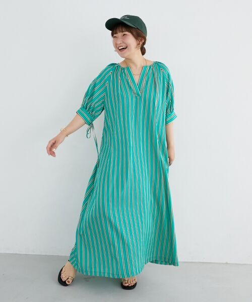 le.coeur blanc / ルクールブラン ロング・マキシ丈ワンピース | ストライプVネックワンピース | 詳細11
