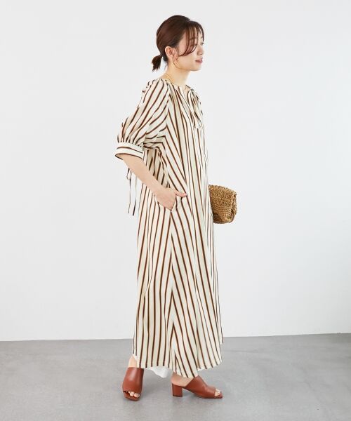 le.coeur blanc / ルクールブラン ロング・マキシ丈ワンピース | ストライプVネックワンピース | 詳細16