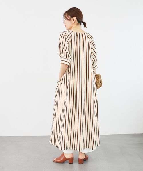 le.coeur blanc / ルクールブラン ロング・マキシ丈ワンピース | ストライプVネックワンピース | 詳細17