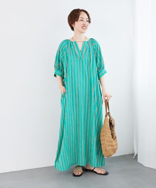 le.coeur blanc / ルクールブラン ロング・マキシ丈ワンピース | ストライプVネックワンピース | 詳細2