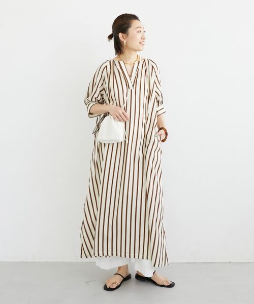 le.coeur blanc / ルクールブラン ロング・マキシ丈ワンピース | ストライプVネックワンピース | 詳細21