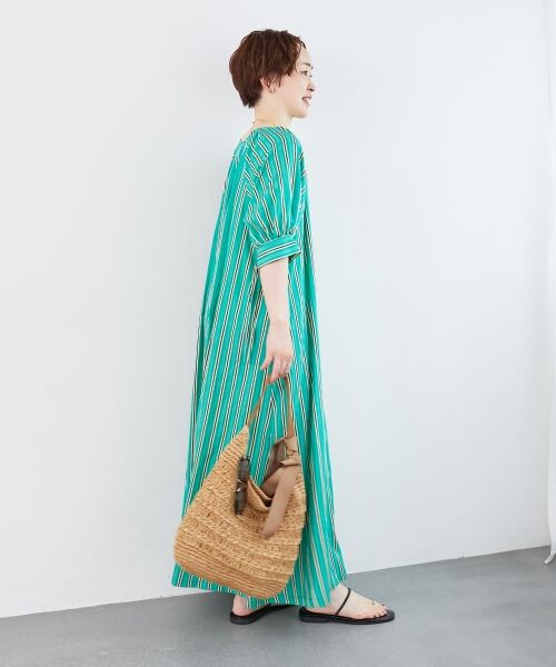 le.coeur blanc / ルクールブラン ロング・マキシ丈ワンピース | ストライプVネックワンピース | 詳細4