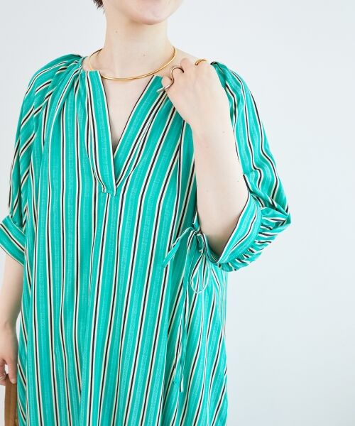 le.coeur blanc / ルクールブラン ロング・マキシ丈ワンピース | ストライプVネックワンピース | 詳細7