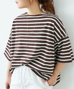 le.coeur blanc / ルクールブラン カットソー | 《手洗い可能》ボーダー5分袖ワイドプルオーバー