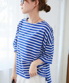 le.coeur blanc / ルクールブラン カットソー | 《手洗い可能》ボーダー5分袖ワイドプルオーバー