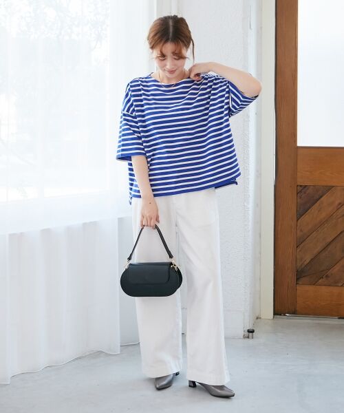 le.coeur blanc / ルクールブラン カットソー | 《手洗い可能》ボーダー5分袖ワイドプルオーバー | 詳細10