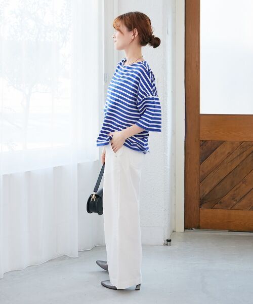 le.coeur blanc / ルクールブラン カットソー | 《手洗い可能》ボーダー5分袖ワイドプルオーバー | 詳細11