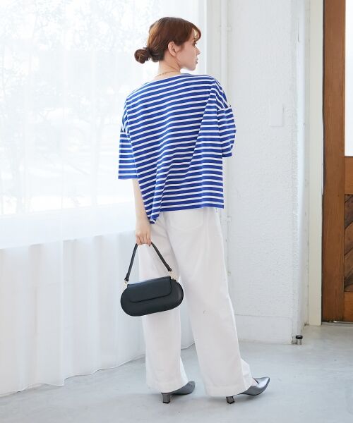 le.coeur blanc / ルクールブラン カットソー | 《手洗い可能》ボーダー5分袖ワイドプルオーバー | 詳細12