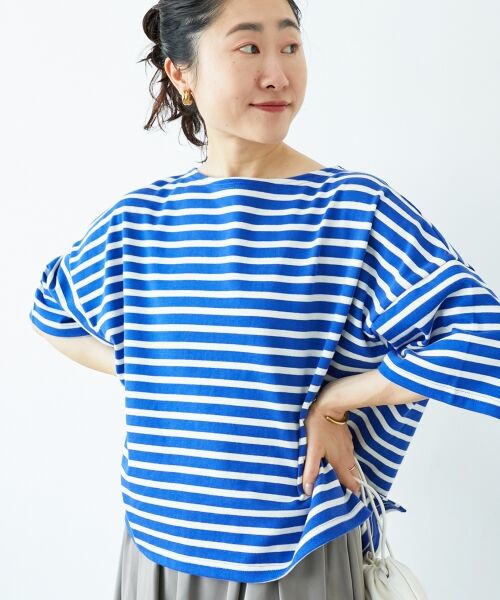 le.coeur blanc / ルクールブラン カットソー | 《手洗い可能》ボーダー5分袖ワイドプルオーバー | 詳細15