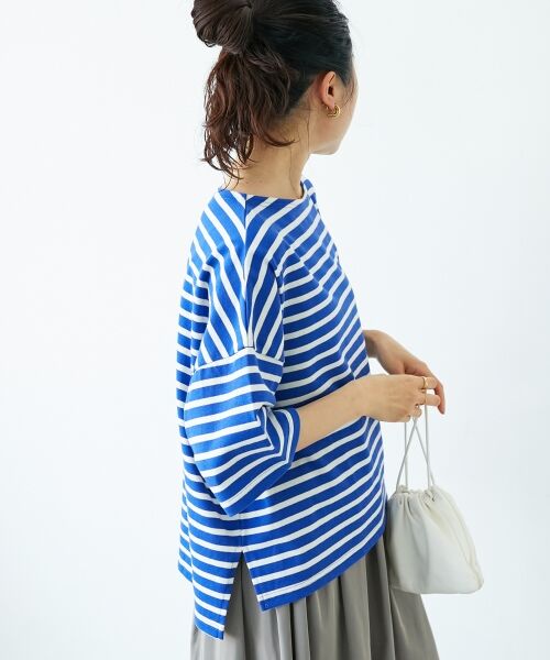 le.coeur blanc / ルクールブラン カットソー | 《手洗い可能》ボーダー5分袖ワイドプルオーバー | 詳細16