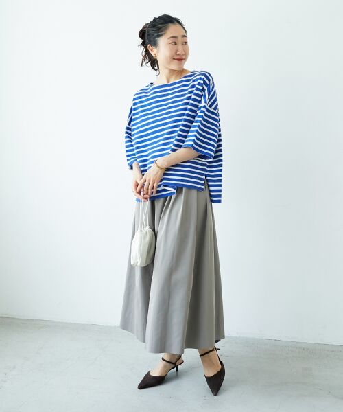 le.coeur blanc / ルクールブラン カットソー | 《手洗い可能》ボーダー5分袖ワイドプルオーバー | 詳細17