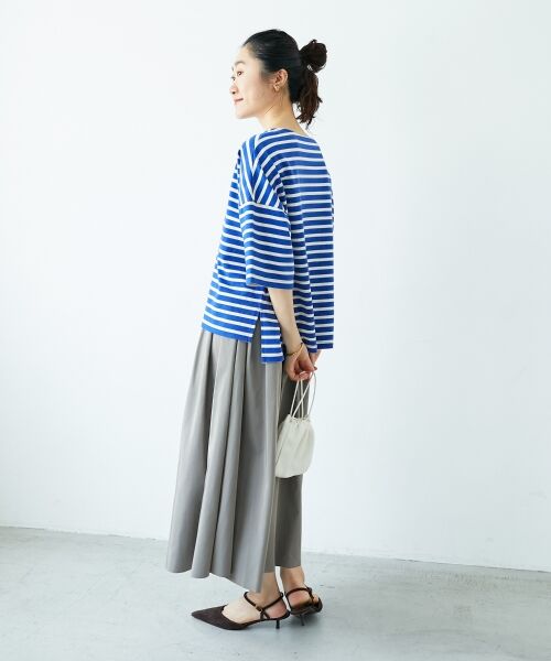 le.coeur blanc / ルクールブラン カットソー | 《手洗い可能》ボーダー5分袖ワイドプルオーバー | 詳細18