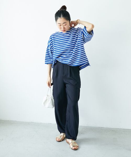 le.coeur blanc / ルクールブラン カットソー | 《手洗い可能》ボーダー5分袖ワイドプルオーバー | 詳細20