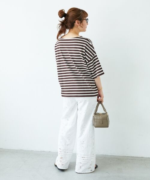 le.coeur blanc / ルクールブラン カットソー | 《手洗い可能》ボーダー5分袖ワイドプルオーバー | 詳細27