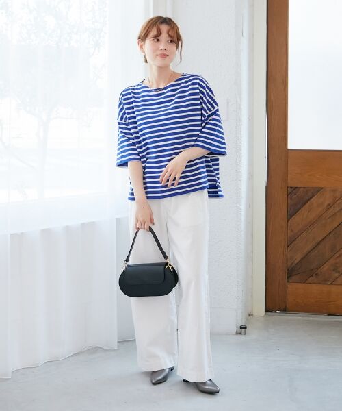 le.coeur blanc / ルクールブラン カットソー | 《手洗い可能》ボーダー5分袖ワイドプルオーバー | 詳細9