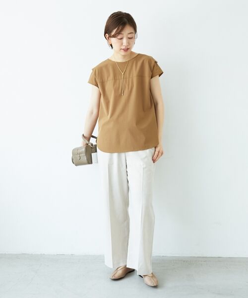 le.coeur blanc / ルクールブラン シャツ・ブラウス | ナイロンストレッチフレンチタックスリーブブラウス | 詳細19