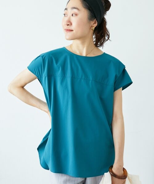 le.coeur blanc / ルクールブラン シャツ・ブラウス | ナイロンストレッチフレンチタックスリーブブラウス | 詳細2