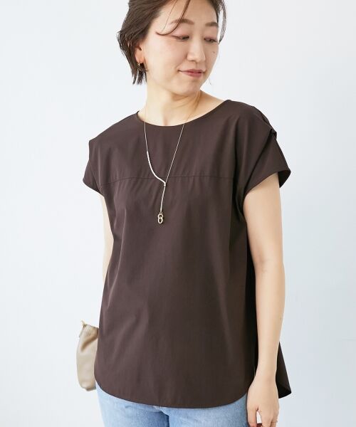 le.coeur blanc / ルクールブラン シャツ・ブラウス | ナイロンストレッチフレンチタックスリーブブラウス | 詳細25