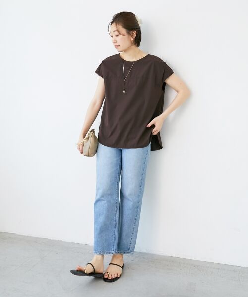 le.coeur blanc / ルクールブラン シャツ・ブラウス | ナイロンストレッチフレンチタックスリーブブラウス | 詳細30