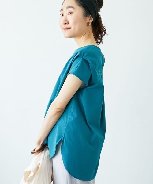 le.coeur blanc / ルクールブラン シャツ・ブラウス | ナイロンストレッチフレンチタックスリーブブラウス | 詳細6