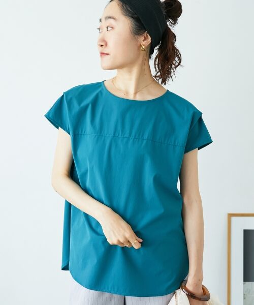 le.coeur blanc / ルクールブラン シャツ・ブラウス | ナイロンストレッチフレンチタックスリーブブラウス | 詳細7