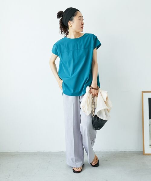 le.coeur blanc / ルクールブラン シャツ・ブラウス | ナイロンストレッチフレンチタックスリーブブラウス | 詳細8