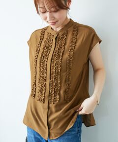 le.coeur blanc / ルクールブラン シャツ・ブラウス | 《手洗い可能》シルキーローンフロントフリルフレンチブラウス