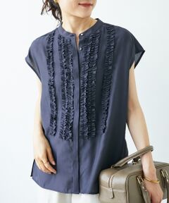 le.coeur blanc / ルクールブラン シャツ・ブラウス | 《手洗い可能》シルキーローンフロントフリルフレンチブラウス