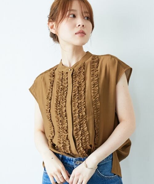 le.coeur blanc / ルクールブラン シャツ・ブラウス | 《手洗い可能》シルキーローンフロントフリルフレンチブラウス | 詳細16