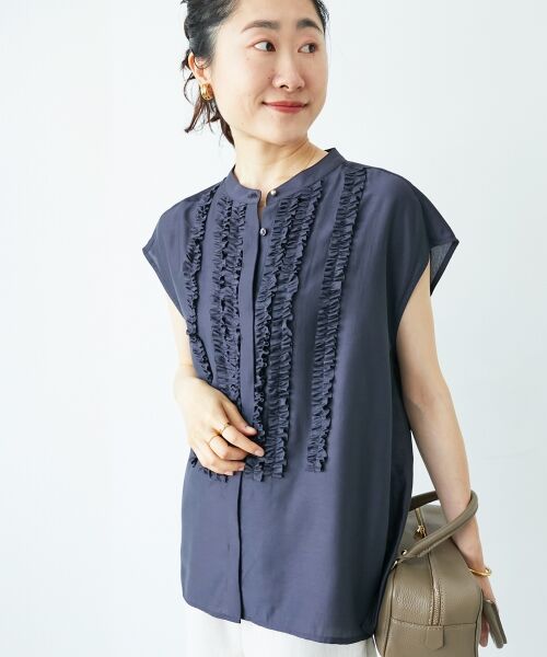 le.coeur blanc / ルクールブラン シャツ・ブラウス | 《手洗い可能》シルキーローンフロントフリルフレンチブラウス | 詳細20