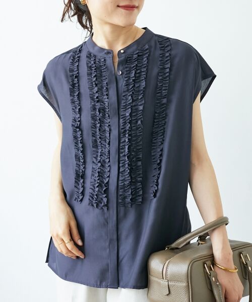 le.coeur blanc / ルクールブラン シャツ・ブラウス | 《手洗い可能》シルキーローンフロントフリルフレンチブラウス | 詳細22