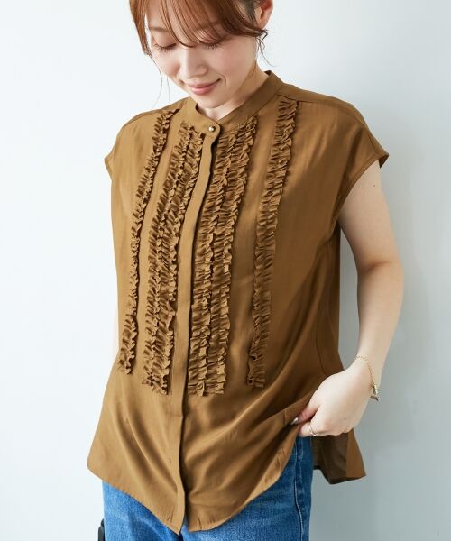 le.coeur blanc / ルクールブラン シャツ・ブラウス | 《手洗い可能》シルキーローンフロントフリルフレンチブラウス | 詳細4