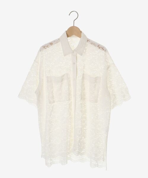 le.coeur blanc / ルクールブラン シャツ・ブラウス | フロントポケットフラワーコードレースシャツ | 詳細1