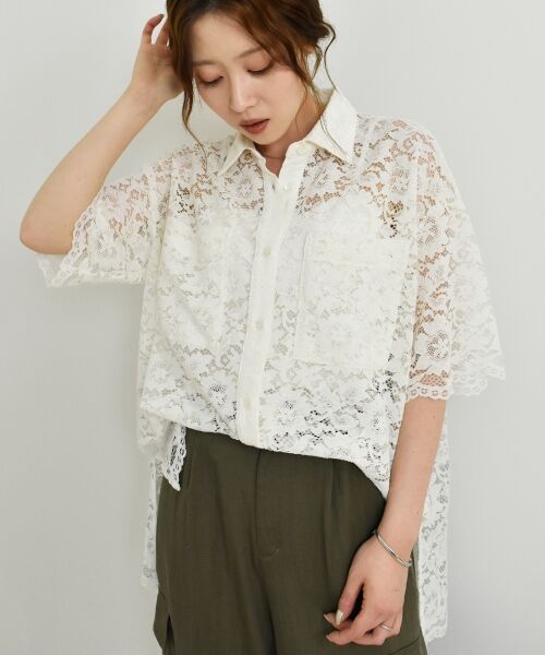 le.coeur blanc / ルクールブラン シャツ・ブラウス | フロントポケットフラワーコードレースシャツ | 詳細10